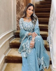 DESIGNER WEDDING SALWAR KAMEEZ PARTY WEAR PAKISTANI NEW INDIAN DRESS BOLLYWOOD - Picture 1 of 13