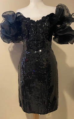 Vestido de noche LORALIE para mujer vintage negro lentejuelas ocasión - talla 8 Foto 1 de 4