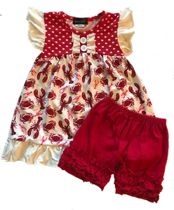 New Boutique Harmony Bee Sz 7-8 Lobster Flutter Shorts Tunic Set Nautical 3XL - Picture 1 of 4
