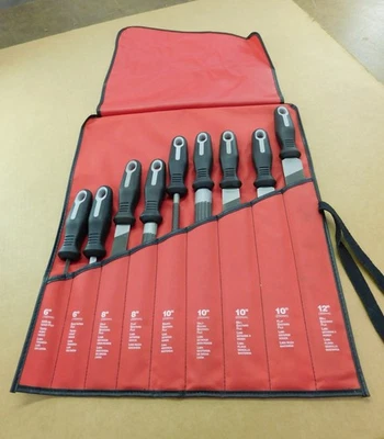 Nicholson 9 Piece Maintenance File Set with Pouch.  12", 10", 8", 6". - Image 1 of 4