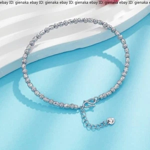 Pure Platinum 950 PT950 Women 2.9mm BeadsBracelet Bangle ID58 - Picture 1 of 3