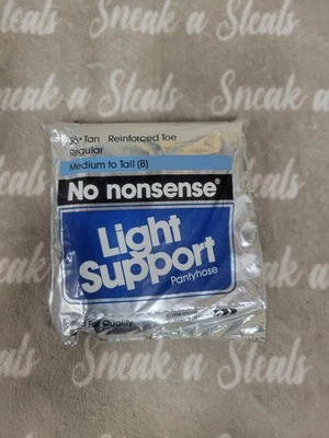 VTG No Nonsense Light Support 110 Tan Control Top Sz M/T Pantyhose - Image 1 of 2