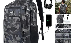 Sac à Dos pour Homme,Collège Sac à Dos Scolaire Bookbag 15,6 Pouces Camouflage Noir - Photo 1 sur 8