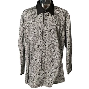 Steven Land Mens Shirt Button Down Paisley Print Long Sleeve Dress Shirt 20 Tall - Picture 1 of 10