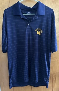University of Michigan Herren Poloshirt Medium Pro Player blau gestreift Wolverine - Bild 1 von 4