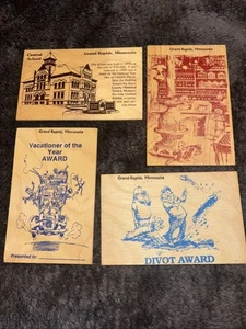 Lot of 4 -NOS Vintage Wooden Postcards Vandercraft Grand Rapids, MN - Picture 1 of 6