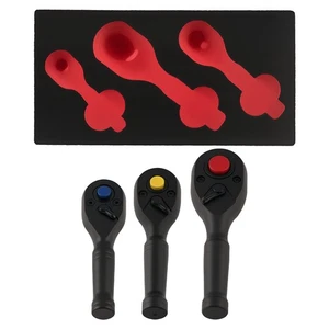 3pc Short Handle Ratchet Set 72T 1/4 3/8 1/2 Drive Socket Wrench Tool Kit - Picture 1 of 12