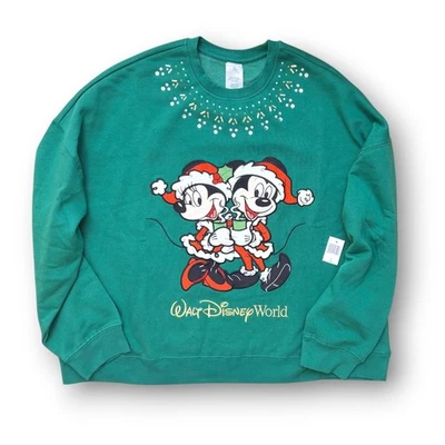 Pullover grande bordado Mickey y Minnie Navidad Disney World 2025 NUEVO Foto 1 de 2