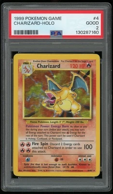 Pokemon TCG Charizard Holo Ultra Rare Unlimited Base 4/102 PSA 2 Good - Image 1 of 2