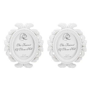 2 Pcs Vintage Resin Picture Frames, 3.7" x 3.1" Mini Picture Frames, White - Picture 1 of 7