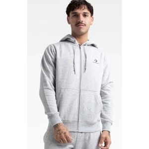 Felpa Converse Star Chevron Full Zip con Cappuccio Grigio Marle Uomo Tg M - Foto 1 di 14