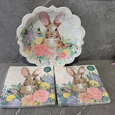 The Pioneer Woman Conejo de Pascua Primavera 8 Platos de Papel 40 Servilletas Granja Nuevo Foto 1 de 4