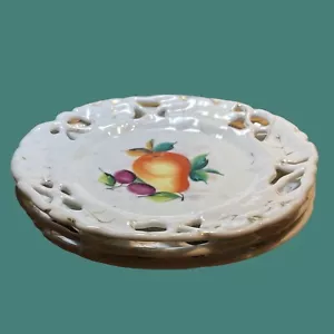 3 Antique Porcelain Ribbon Plates 8 1/4” Handmade & Painted See Photos and Read - Picture 1 of 19