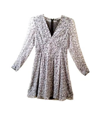 Vestido DEREK LAM Nueva York Seda EE. UU. 6 Negro Gris Blanco Estampado Transparente Forrado Italia Foto 1 de 4