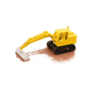 Kettenbagger ausgestreckt mit Schaufel, "Hubzwerg", Spur N, starr, gelb lackiert - Bild 1 von 2