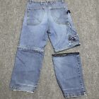 A.P.CO Baggy Jeans Mens 34x28 Wide Leg Convertible Jorts Shorts 90s Rare