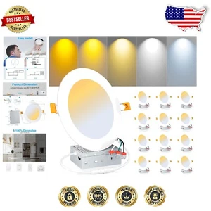 IC Rated 6-Inch LED Recessed Ceiling Lights - 5 CCT with Easy Install 12 Pack - Picture 1 of 8