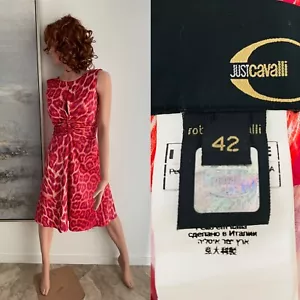 ABITO Just CAVALLI Roverto Cavalli ITALIA stampa leopardata firmato raso taglia 42 - Foto 1 di 11