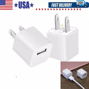 White 1A USB Power Adapter AC Home Wall Charger US Plug FOR iPhone 5 6 7 8 LOT - Picture 1 of 13