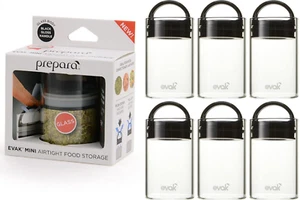 Airtight Jar Container w Handle Food storage 6 oz. Black Prepara Evak 6 PK - Picture 1 of 8