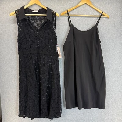 Vestido Nanette Lepore de encaje negro sin mangas con cuello forrado para mujer talla 12 nuevo con etiquetas Foto 1 de 4