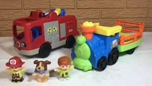 Fisher Price Little People Helping Other Fire Truck & Choo-Choo Train & 3 figure - Picture 1 of 11
