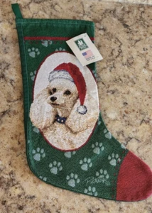 The Manual Woodworkers & Weavers Inc weißer Pudel Weihnachtsstrumpf Made USA - Bild 1 von 4