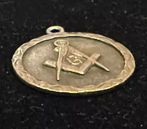 VINTAGE FREEMASON 10K & STERLING 1" ROUND MASONIC PENDANT (12B) - Picture 1 of 5