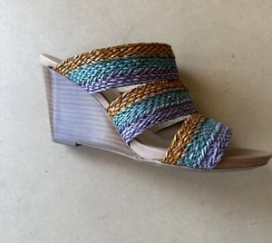 Hogl Multicoloured Woven Women’s Wedges Sandal Size 38.5 / 8 / 5.5 UK - Picture 1 of 12