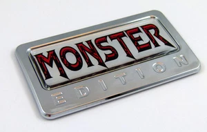 MONSTER Edition Chrome Emblem with domed decal Car Auto Bike Badge Motorcycle - Imagen 1 de 2
