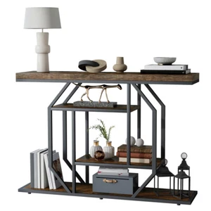 Konsolentisch Schwarz Flurtisch mit Ablage Sideboard Flur Holz Massiv Wohnzimmer - Bild 1 von 9