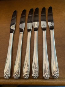 JUEGO DE 6 CUCHILLOS DE CENA NARCISO 1950 HUECO HDL HOJA MODERNA DE 1847 ROGERS BROS - Imagen 1 de 4
