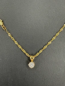 Round Diamond .48 CT  Pendant Necklace 22" 14K Yellow Gold (H, I2) 3.7 G TW - Picture 1 of 8