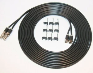 5 Metre Twin Satellite Sky Q Extension Cable compression plug Black Coax Shotgun - Picture 1 of 3