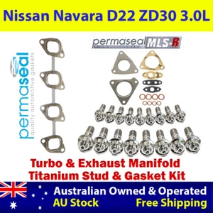 Permaseal Turbo&Exhaust Manifold Titanium Stud&Gasket For Nissan Navara D22 3.0L - Foto 1 di 6