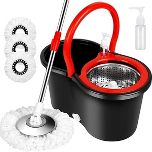 Mop Bucket Wringer Set, 360 Rotation Mop Bucket System for Floor Cleaning Black - Picture 1 of 9