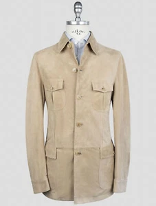 NEW CESARE ATTOLINI BEIGE LEATHER SUEDE COAT US 40 - EU 50 CA51 - Picture 1 of 6