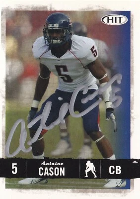 Tarjeta de fútbol americano firmada por Antoine Cason 2008 SAGE Hit Glossy Chargers 78 RC autógrafo Foto 1 de 4