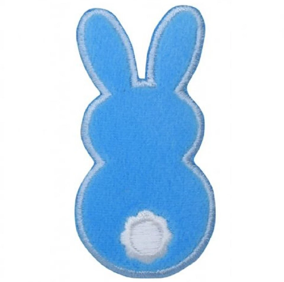 Bunny Rabbit Applique Patch - Fuzzy Blue Easter Badge 2.75" (Iron on) - Image 1 of 1