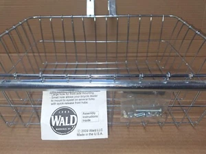 Wald 139 Cestino Bicicletta Anteriore Grande in Metallo 18x13x6" ARGENTO Supporto Manubrio - Foto 1 di 3