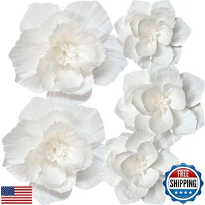 ANSOMO White Paper Flowers Artificial 3D Wall Décor Wedding Birthday Bridal B - Picture 1 of 5
