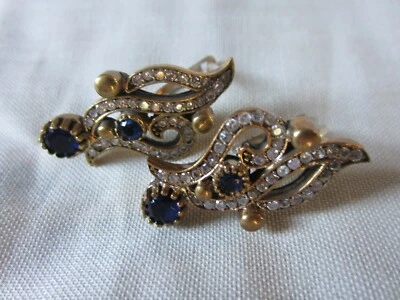 Orecchini stile Turco Ottomano arg. 925 e radici di zaffiri - Immagine 1 di 4