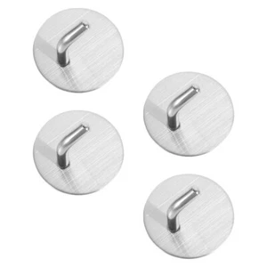 4 Pcs Stainless Steel Hook Strong Adhesive Hooks Heavy Duty Sticky - Picture 1 of 12