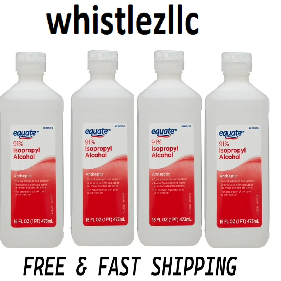 (Paquete de 4) Antiséptico 91% Isopropílico Alcohol Antibacteriano 16 Oz Foto 1 de 1