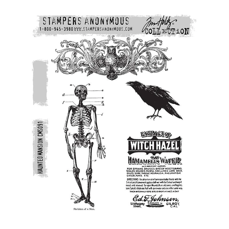 Carimbos adesivos de borracha de Halloween "HAUNTED MANSION" anônimos Tim Holtz - Imagem 1 de 1