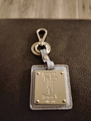 Tignanello Llavero Tono Plata Llavero Bolso Etiqueta Cadena Cuero Gris Cartera Envío Gratis Foto 1 de 3