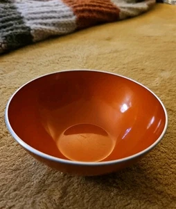 Vintage Emalox Norwegen Orange MCM Emaille Nuss Süßigkeiten Schmuck Schüssel Schale 5" - Bild 1 von 5