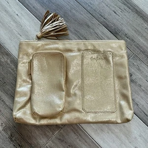 Lilly Pulitzer Gold Metallic Tech Travel Pouch Case Glitter Tablet Zippered - Picture 1 of 5