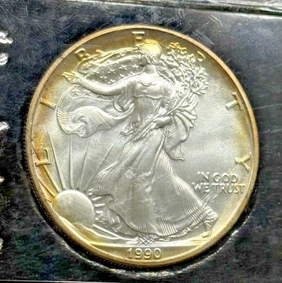 1990 1 oz .999 Silver American Eagle in Plastic Case (Crack on Obverse) - Image 1 of 4