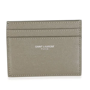 Estuche para tarjetas de crédito Saint Laurent verde oliva grano De Poudre - Imagen 1 de 8